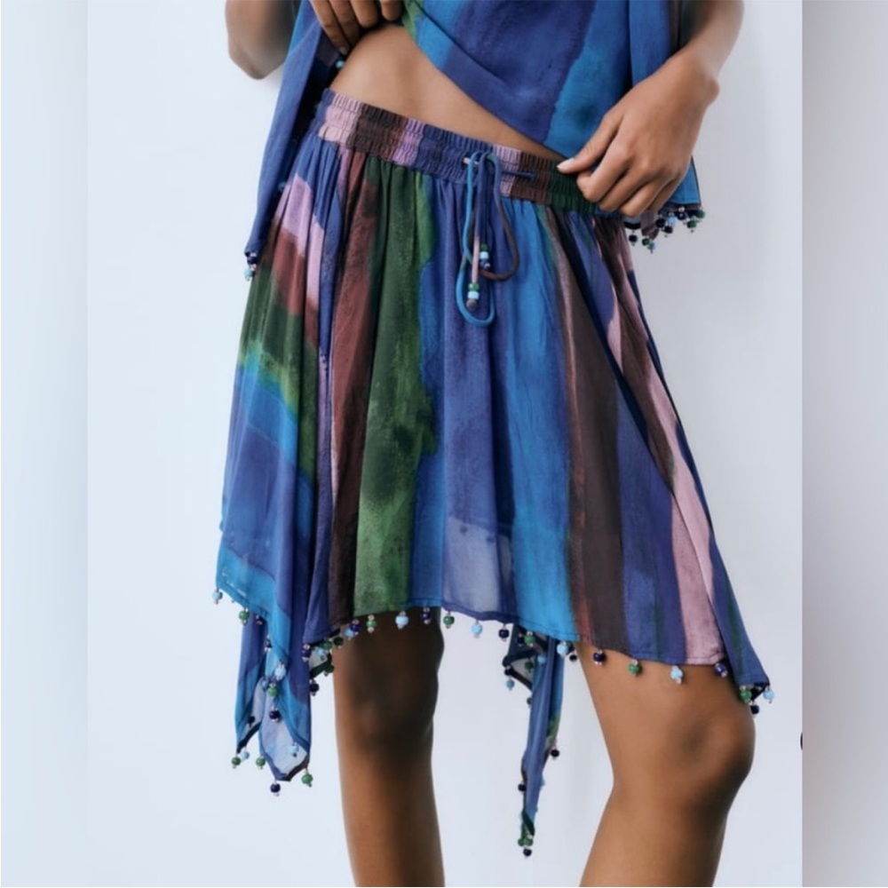 NWOT Zara Beaded asymmetrical Skirt